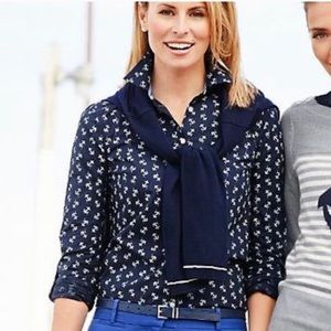 TALBOTS nautical button down shirt navy anchor